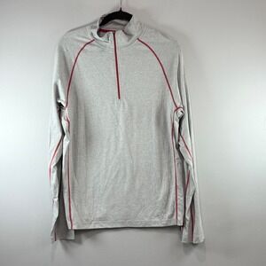 Cloudveil Mens Quarter Zip Pullover Grey Red Contrast Stitching Size M 982296